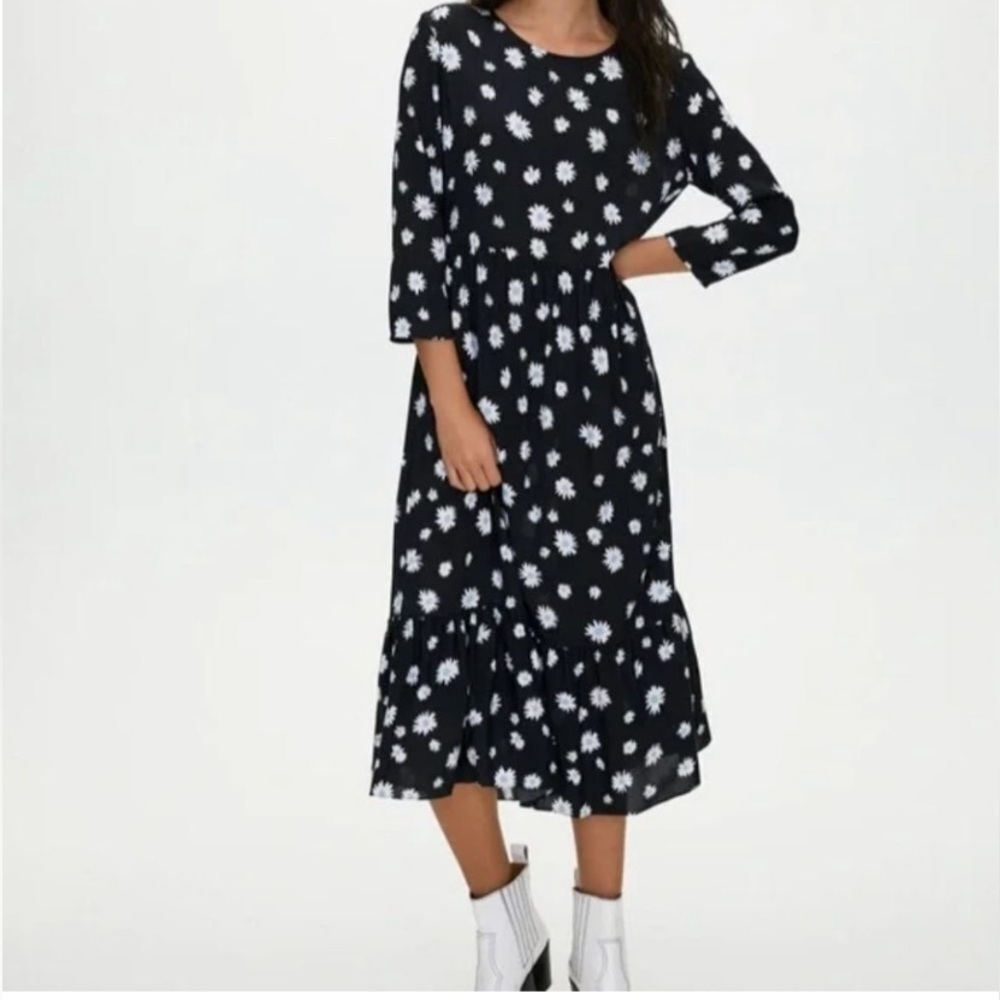LITTLE MOON daisy print tiered dress